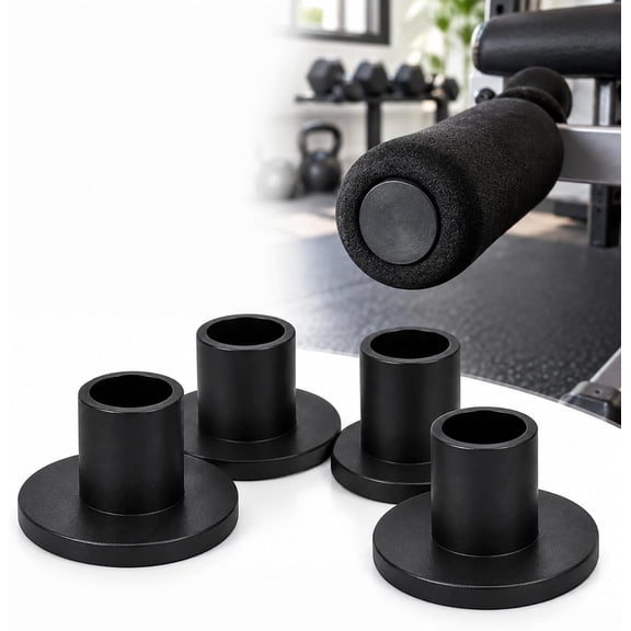 Weight Bench End Caps Compatible with Nautilus Universal Snug Plug-in Tube Plugs for Leg Developer Foam Rollers, 4 Pack Black