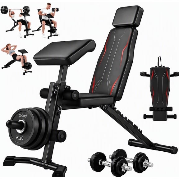 Weight Bench with Leg Extension, 800LBS Adjustable Workout Bench | Foldable FID Bench Press for Home Gym with Preacher Curl Pad, 31in Extended Backrest, 80% Pre-Assembled, 60+ Adjustments