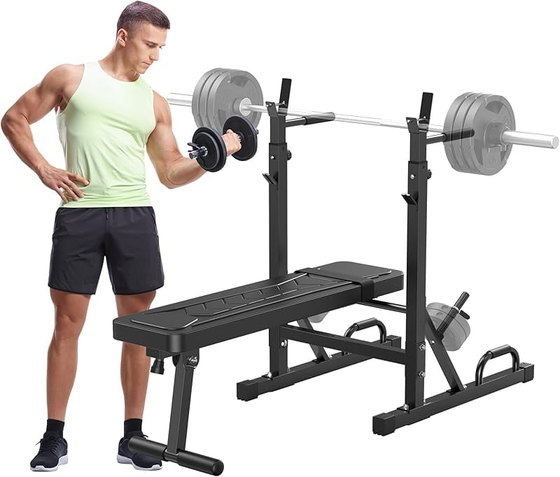 Weight Bench Rack, Adjustable Workout Bench With Barbell Rack,Folding ...