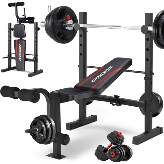 Foldable Exercise Bench Weight Bench Set for Home Gym, 900LBS Adjustable Bench Press | ASTM ...