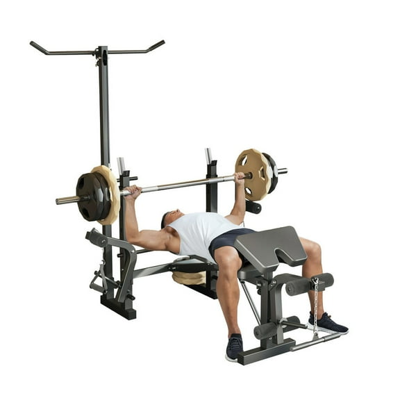 Weight Bench Set with Leg Extension and Curl, Adjustable Bench Press Set Foldable Workout Bench with Rack & Preacher Curl Machine, Fitness Strength Training for Home Gym