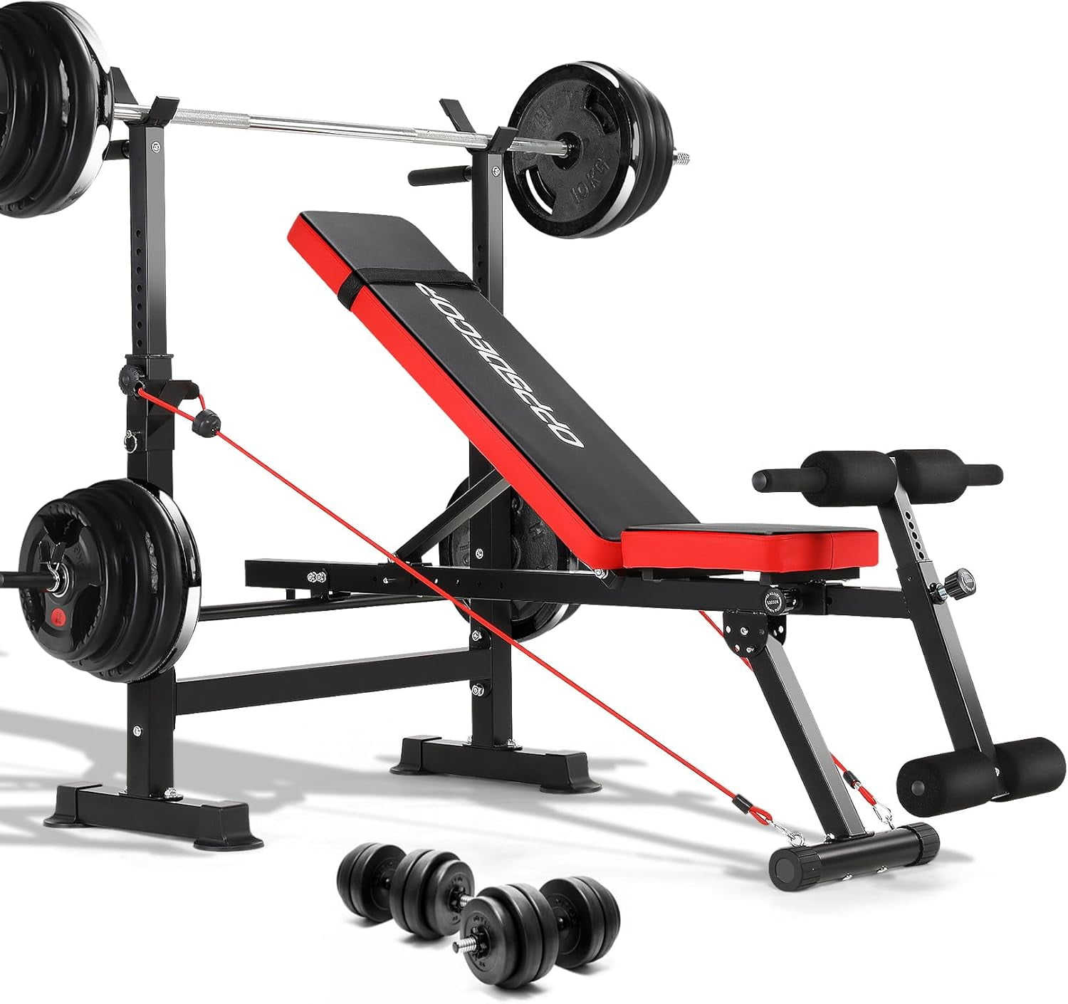 Squat Rack Gym Incline Bench Bench Press Rack HOMCOM Adjustable