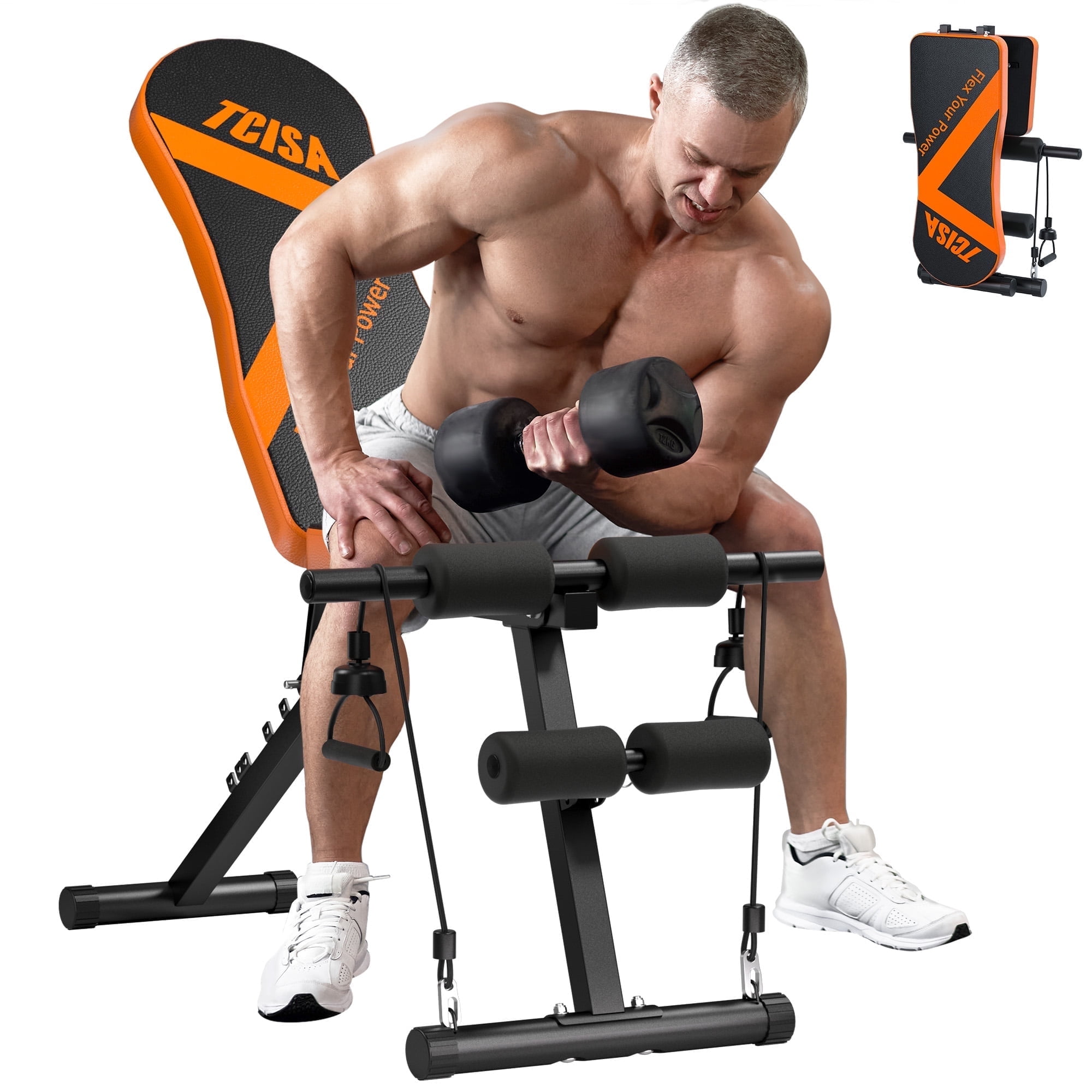 Tcisa Adjustable Weight Bench, Folding Fitness Bench for Full Body