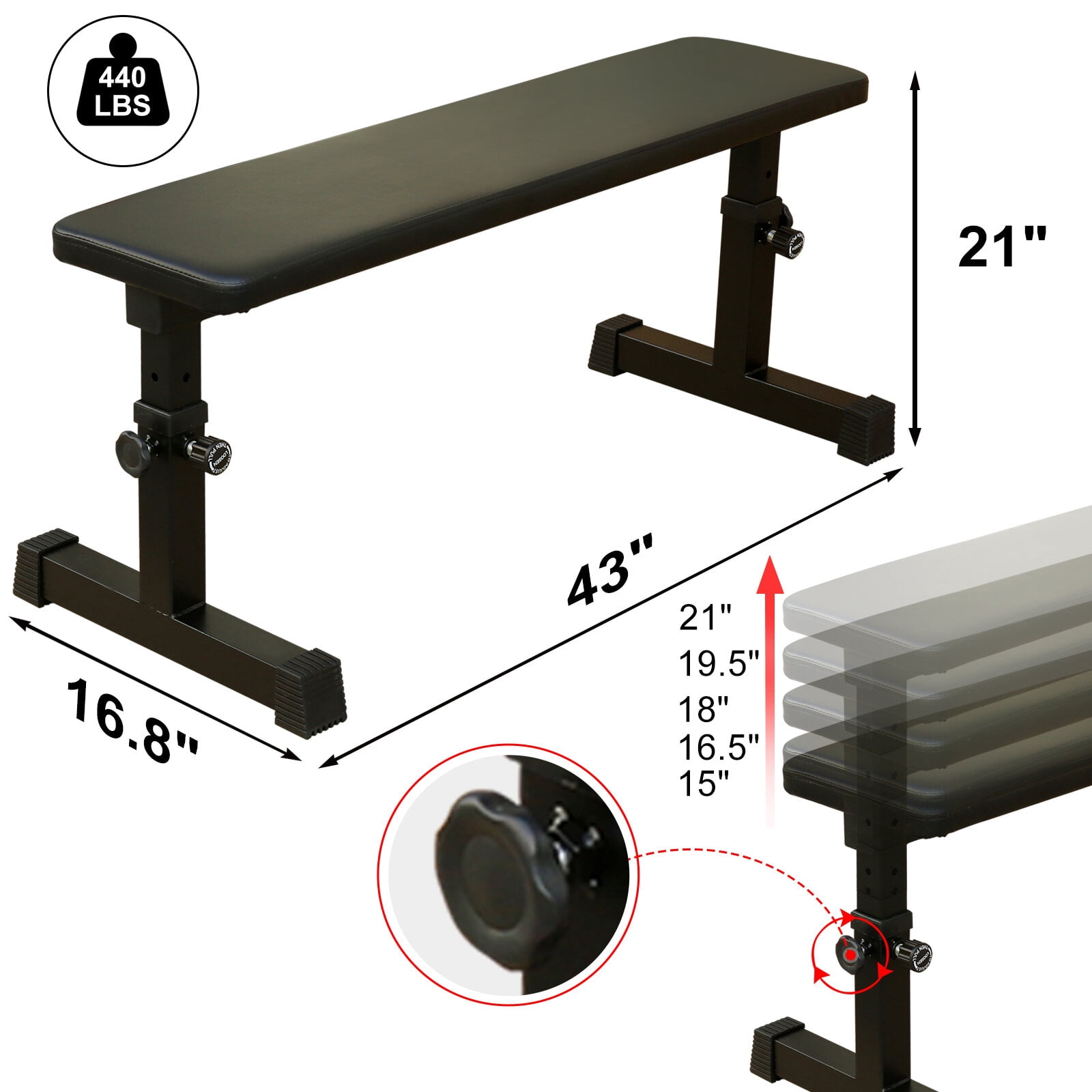 Weight Bench THE Flat Weight Bench for Strength Training W/ 5-Level ...
