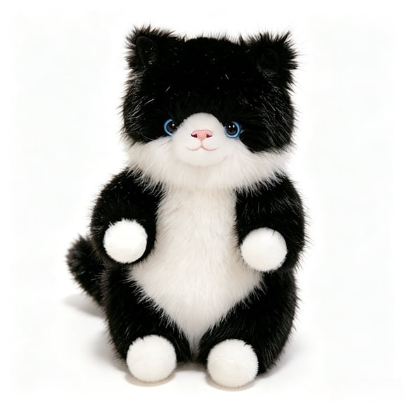 Weight Black and White Cat Stuffed Animal Pillow, 12.6 '' Chubby Soft Cat Plushies Doll Cushion Home Decor Gift