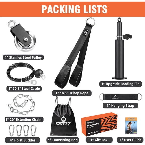 Weight Cable Pulley System Gym, with Upgraded 2 in 1 Loading Pin,for Tricep Pull Down, Bicep Curl, Shoulder, Back, Forearm Home Gym Equipment