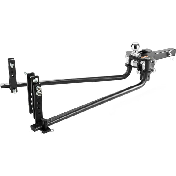 Weight Distribution Hitch, 1,000 lbs Weight Distributing Hitches Kit with Sway Control for Trailer, 2-In Solid Steel Shank, 2-5/16 in Alloy Steel Ball, Powder Coated Load Leveling Hitch, Black,