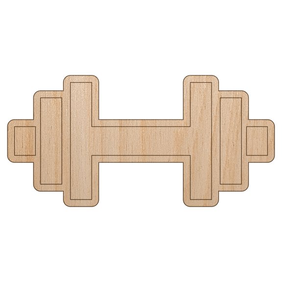 Weight Dumbbell Workout Icon Wood Shape Unfinished Piece Cutout Craft DIY Projects - 6.25 Inch Size - 1/4 Inch Thick
