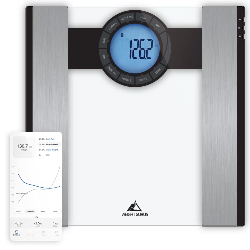 Weight Gurus Bluetooth Scale Measures BMI, Body Fat, Muscle, Water