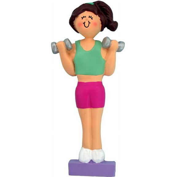 Weight Lifter Female Brown Personalized Christmas Ornament DO-IT-YOURSELF