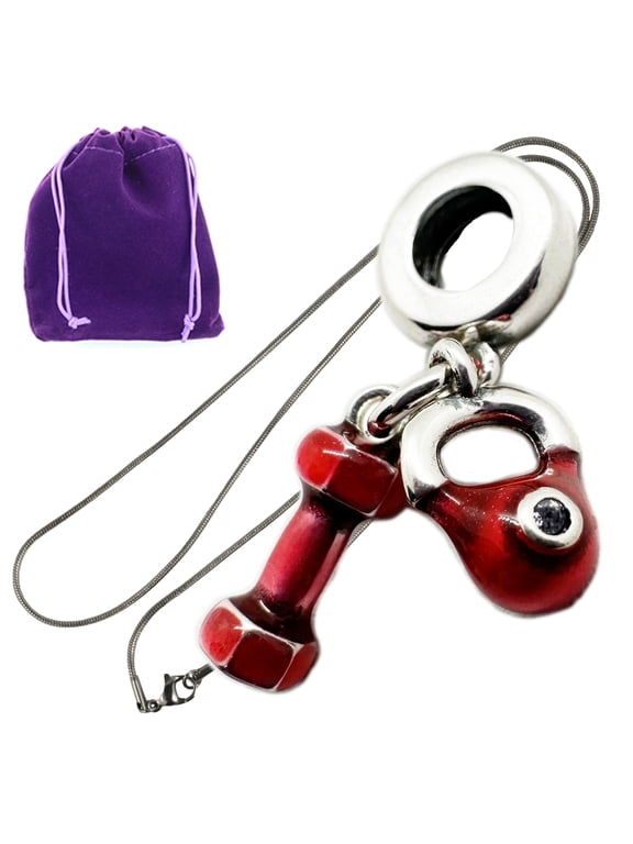 Weight Lifting Stainless Steel Snake Chain Charm Necklace