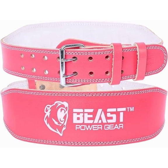 Weight Lifting Belt 4inch Leather Belt - Foam Padded Back Support Gym Belt for weightlifting, Bodybuilding Men & Women