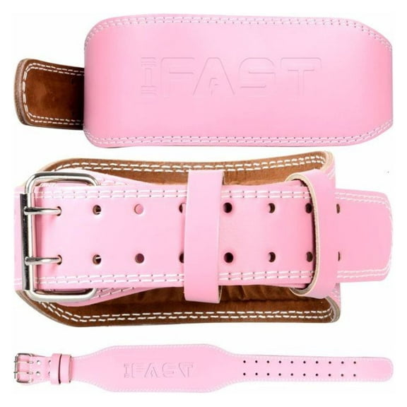 Weight Lifting Belt Leather 4 Inch Padded - Men & Women - Deadlift, Powerlifting, Cross Training - Adjustable Support for Workout & Squats