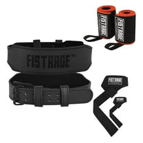 Weight Lifting Belt Leather - FISTRAGE Powerlifting Belt for Men & Women - Gym Back Support for Squats, Deadlifts - Fitness Training Belt with Wrist Wraps