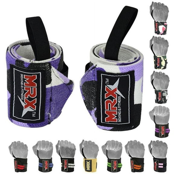 Weight Lifting GYM Training Wrist Wraps For Wrist Support While Lifting Crossfit Wrap Camo Purple 1 Pair