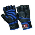 thumbnail image 1 of Weight Lifting Gloves Cowhide Leather Fingerless Padded Long Wrist Support Gym Exercise Powerlifting Gloves Unisex Design Blue-M, 1 of 4