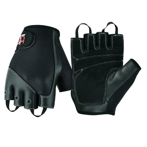 Weight Lifting Gloves Goatskin Leather Half Finger Light Weight Workout Biking Fingerless Gym Fitness Gloves Black-L