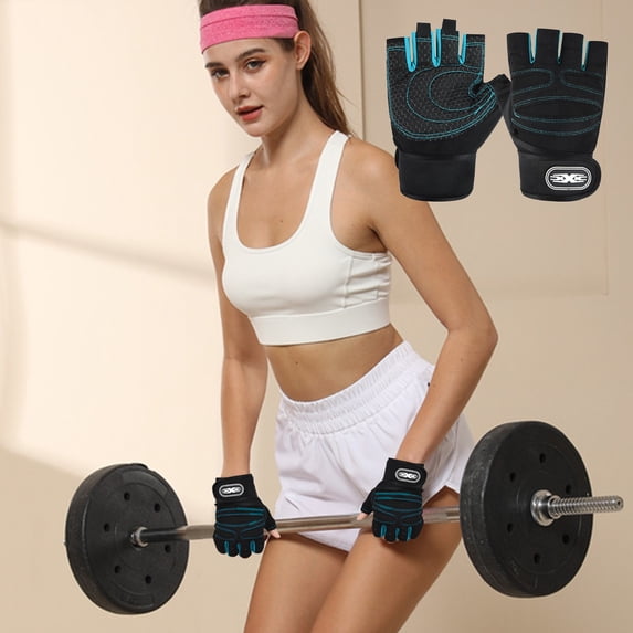 Weight Lifting Gloves Half Finger - Anti-Slip Gel Palm Padded, Wrist Support, Breathable for Gym Dumbbell Workout(S)