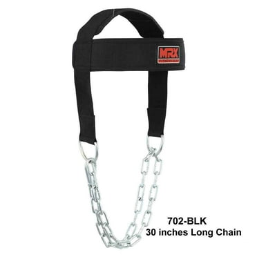 Weight Lifting Head Harness Padded With Adjustable Strap Neck Exercise GYM Heavy Duty Metal Chain