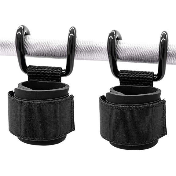 Weight Lifting Hooks 1 Pair, Gym Wrist Wrap with Metal Hook for Pull Up and Deadlift