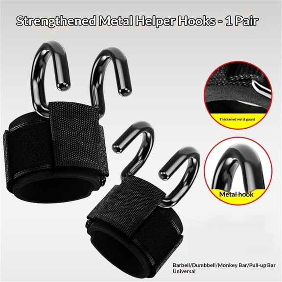 Weight Lifting Hooks ,Heavy Duty Gym Wrist Straps for Deadlifts, Pull-Ups, Strength Training, Fitness Workouts, Grip Weightlifting Hooks for Men and Women(Pair)