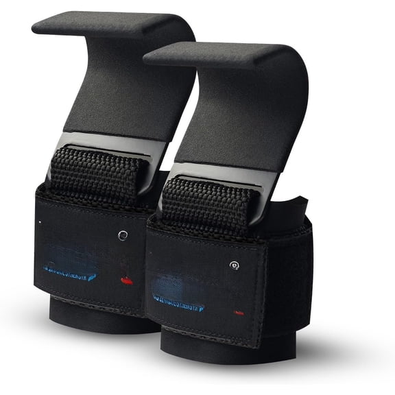 Weight Lifting Hooks for Men & Women - Heavy Duty Gym Hooks with Thick Wrist Padding - Lifting Straps with Hooks for Deadlifts, Pull-Ups, Rows & Powerlifting - Black, Red, Blue (Pair)