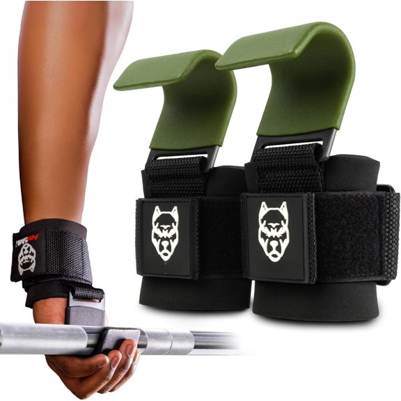 Weight Lifting Hooks (Pair) - Gym Wrist Straps with Steel Hooks for Weightlifting, Pull-Ups, Deadlifts, Strength , and Workouts - Adjustable Neoprene Wrist Support