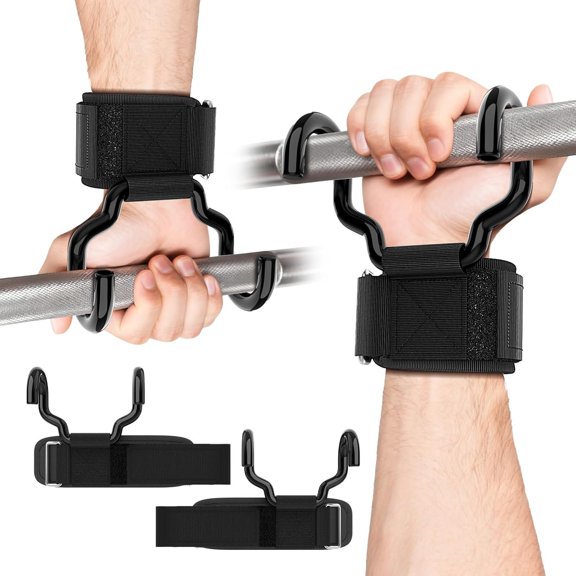 Weight Lifting Hooks(Pair), Wrist Straps for Weightlifting, Adjustable Strap Hand Grips with Thick Wrist Padding, Weightlifting Hooks for Pull-Ups, Deadlifts, Strength &Gym Workout, Men and Women