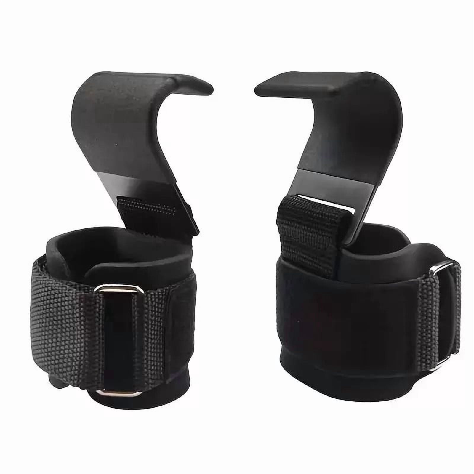 Weight Lifting Hooks Straps Pair, Non-Slip Rubber Coated Grip, 7mm Neoprene Padded Wrist Support Powerlifting Deadlift Pull Up Fitness Strength Training Wrap, Gym Bodybuilding, Workout