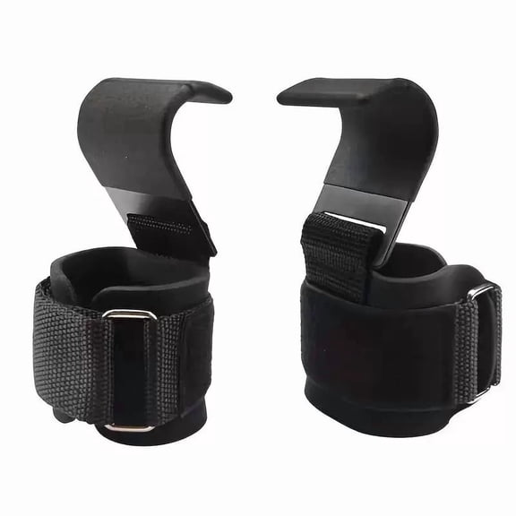 Weight Lifting Hooks Straps Pair, Non-Slip Rubber Coated Grip, 7mm Neoprene Padded Wrist Support Powerlifting Deadlift Pull Up Fitness Strength Training Wrap, Gym Bodybuilding, Workout