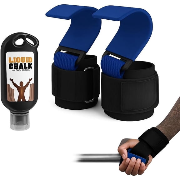 - Weight Lifting Hooks for Deadlifts, Pull-Ups Shrugs - Thick Neoprene Padding, Non-Slip Grip, Heavy Duty Wrist Support + Free 50ml Liquid Chalk