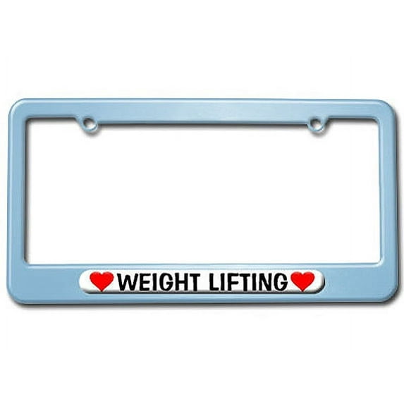 Weight Lifting Love with Hearts License Plate Frame