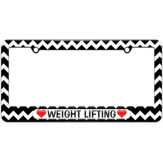 Weight Lifting Love with Hearts License Plate Tag Frame, Multiple Colors