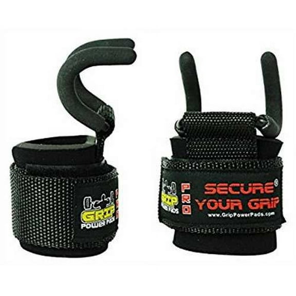 Weight Lifting Rod Hooks Heavy Duty Neoprene Padded Wrist Wraps Power Weight Lifting Training Gym Grips Straps Bandage Set of 2