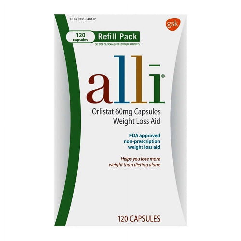 Weight Loss Aid Refill Pack 60 mg Capsules by Alli Orlistat, 120 Ea, 3 Pack