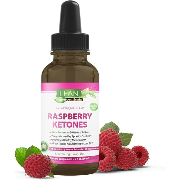LEAN Nutraceuticals Keto Raspberry Ketone Drops, Appetite Suppressant, Fat Burner, Metabolism Boost, Cleanse, 60 ml