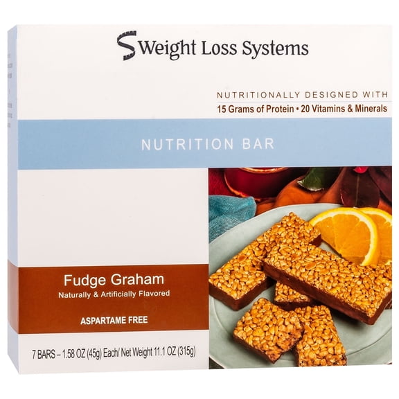 Weight Loss Systems Fudge Graham Protein Bars, 15g Protein, Low Calorie, Low Fat, High Fiber, Trans Fat Free, 7 Count Box