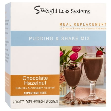 Weight Loss Systems Pudding and Shake Aspartame Free - Chocolate Hazelnut - 7/Box - High Protein - Low Calorie - Low Fat - Low Carb