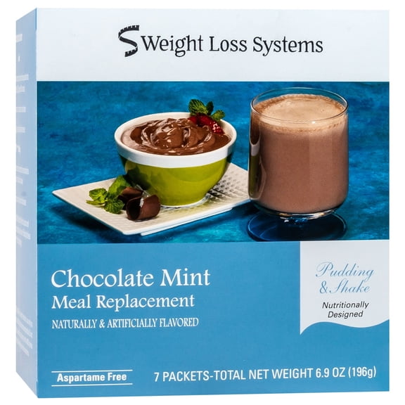 Weight Loss Systems Pudding and Shake Aspartame Free - Chocolate Mint - 7/Box - High Protein - Low Calorie - Low Fat - Low Carb