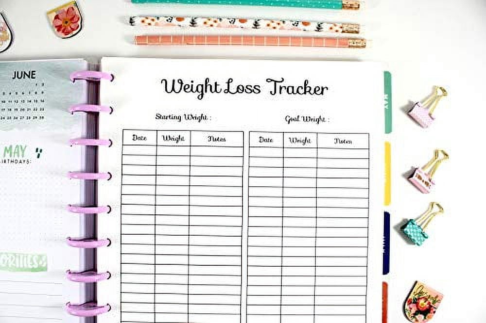 Weight Loss Tracker Inserts for 11 Disc Planners - Walmart.com