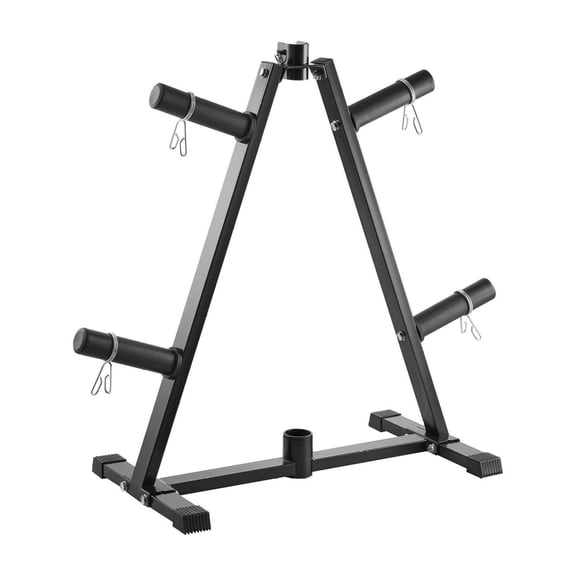 Weight Plate Rack, A-Frame Plate Tree - 300lbs Capacity, 2-Inch Plate Storage, Standard Weight Plate Holder for Home & Gym, Black Metal Rack