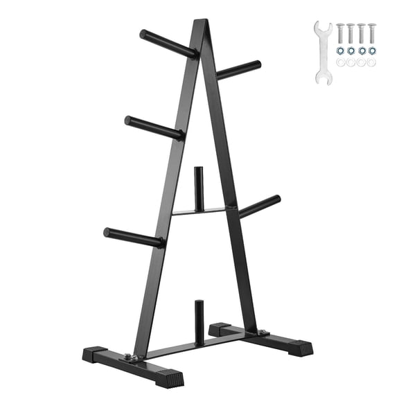 Weight Plate Rack, A Frame Weight Plate Tree for 1-Inch Weight Plates, Standard Weight Plate Tree, 500 lbs Load Capacity Weight Storage Holder, Home Gym Barbell Rack Storage Stand, Black