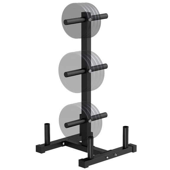 Weight Plate Rack for Home Gym - 6 Post Olympic Plate Holder with Wide Stability Base, Barbell Storage & Bumper Plate Tree Organizer, Heavy Duty Space Saving Gym Equipment
