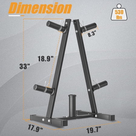 Weight Plate Rack for Plates, Heavy Duty Steel Weight Tree with Collars for Home Gym Storage