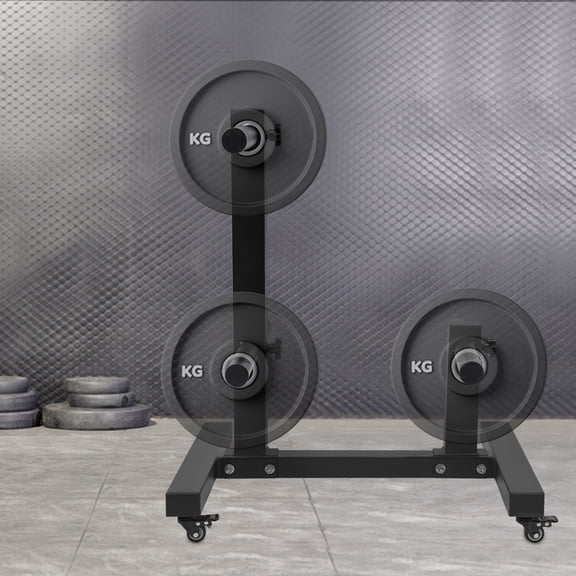HeavyDuty 1100lb Weight Plate Storage Tree Rack with Locking Wheels Black Q235A Steel Olympic Plate Organizer for Home Gym, Commercial Fitness & Garage Workout