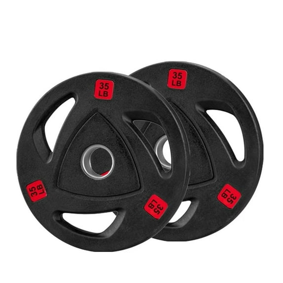 Weight Plates 2-Inch Rubber Coated Olympic Cast Iron Grip Plates Bumper Plates in Pairs or Single for Strength Training, Weightlifting and Bodybuilding