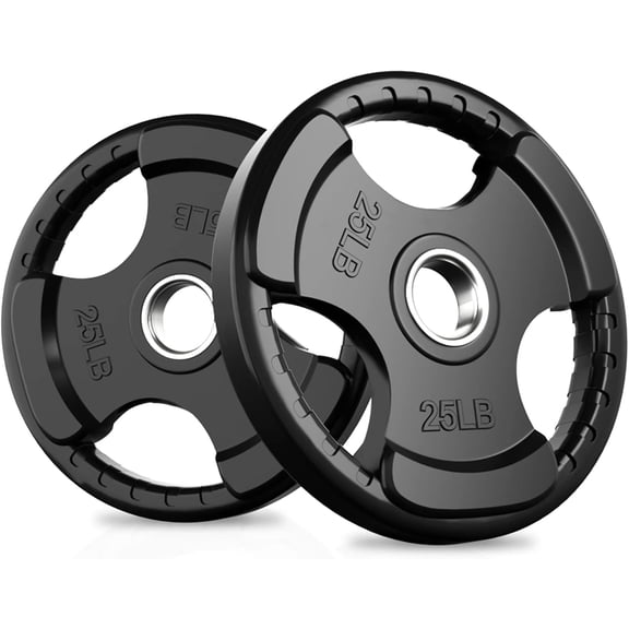 Weight Plates for Barbell, 2-Inch Rubber Grip Plates for Weightlifting and Strength Training in Home & Gym, Single, Pair and Sets