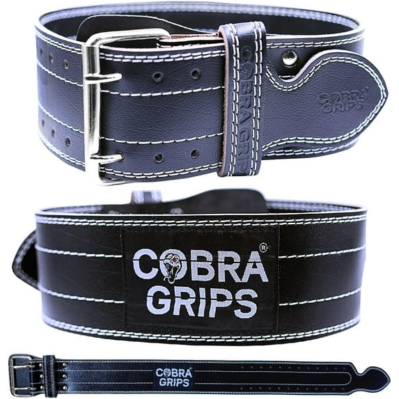 Weight Power Lifting Belt 4” Wide Cobra Grips Premium Genuine Leather Belt For Men & Women Adjustable Weightlifting Back Support