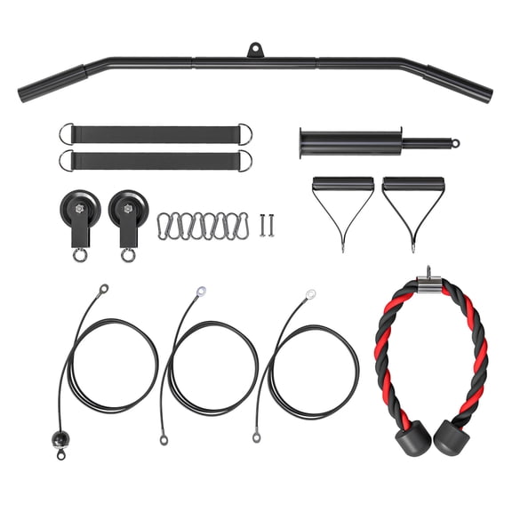 Weight Pulley System for Home Gym, Cable Machine LAT Pulldown, Biceps Curl Workout Equipment, Universal Loading Pin, Red, 220lbs Capacity