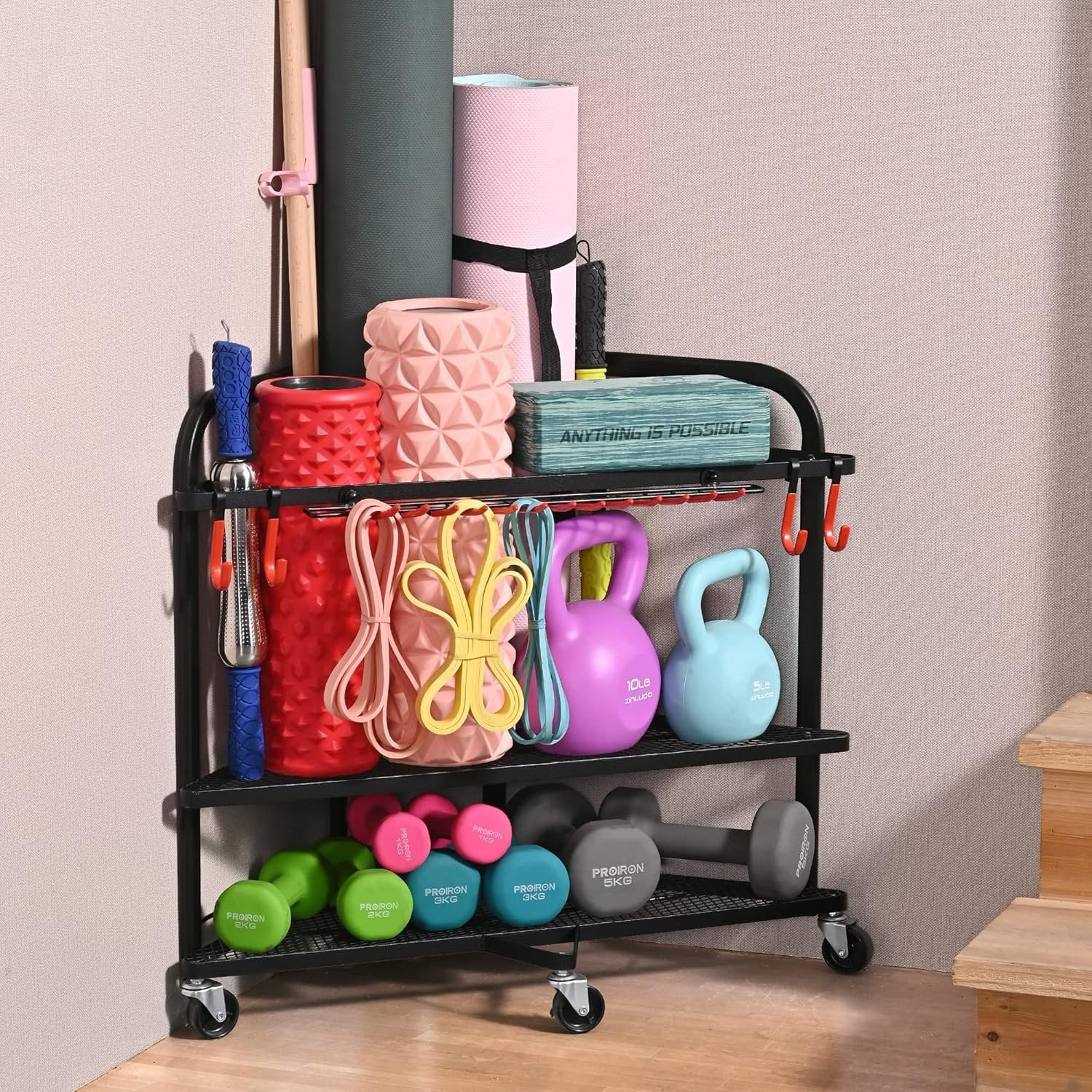 Weight Rack for Dumbbells,  Gym Storage for Dumbbells Yoga Mat Kettlebells, Yoga Mat Storage Rack for Garage,  Gym